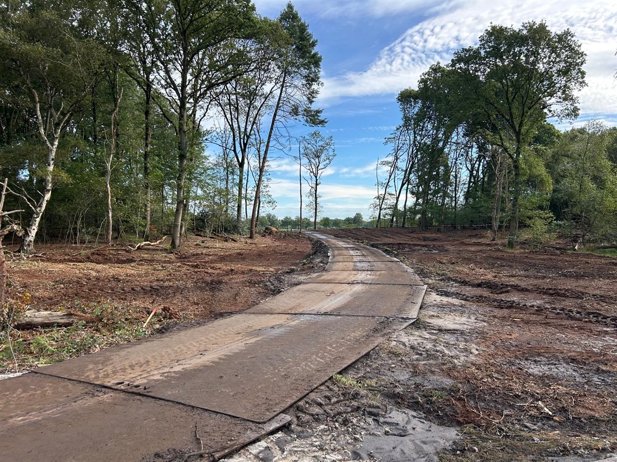 Via deze platenbaan wordt de afgegraven grond afgevoerd naar het gronddepot en rijden de lege wagens weer terug. De bomen en bijzondere struiken (vooral jeneverbessen) langs deze route zijn goed beschermd